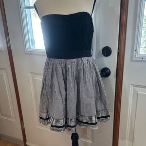 Minuet Black and White Strapless Dress